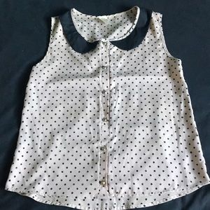 Beige and black polka dot top